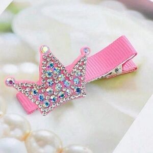 Pink Glitter Crown Baby Hair Clips
